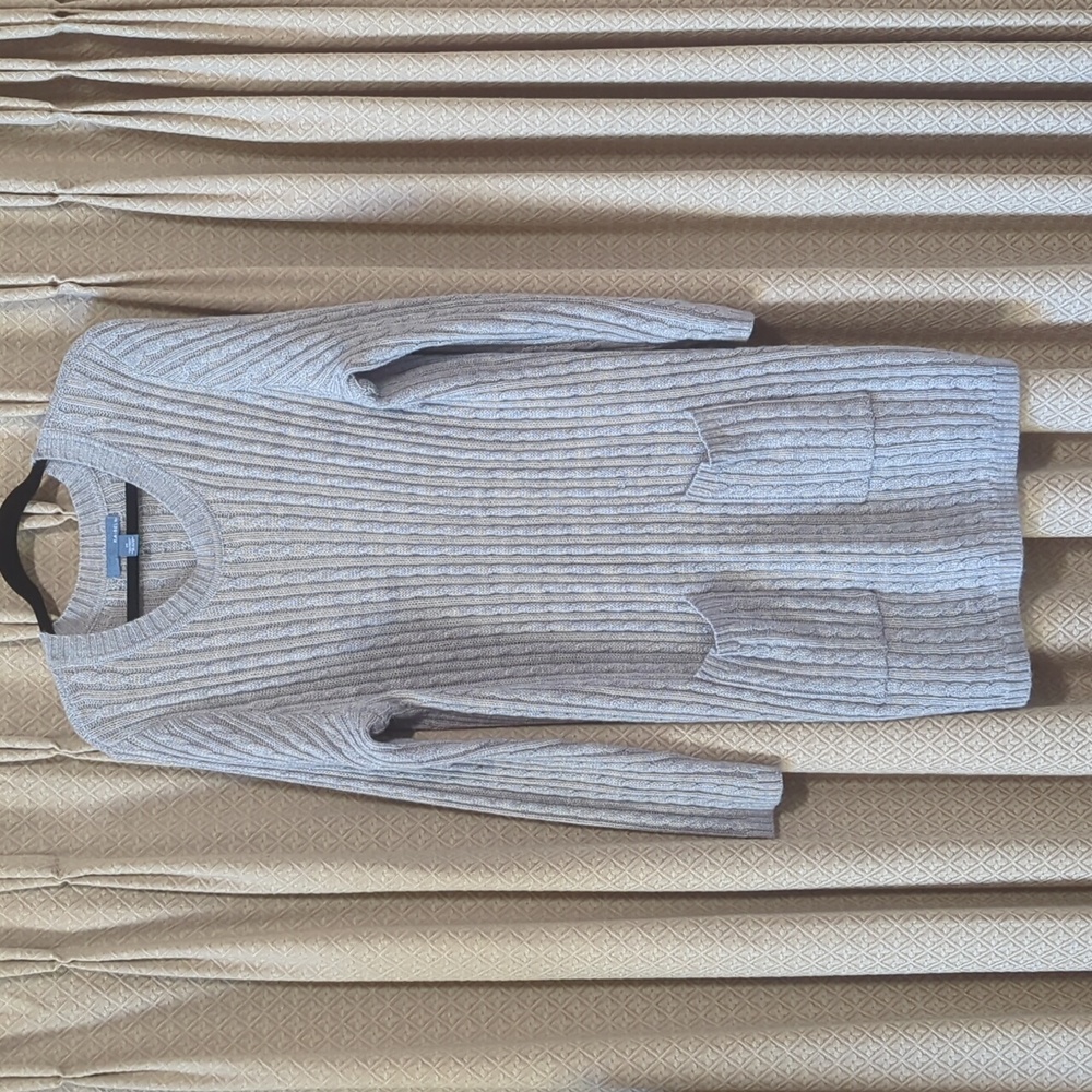 Women's Size 2X Kaisely Long Sleeve Gray Sweater Dress With Pockets
